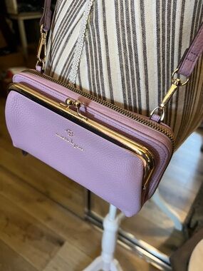 🛑 1 hour sale. Nanette Lepore, Lavender Crossbody Bag with Gold Accents